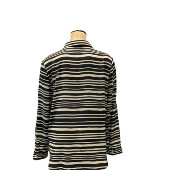 Simply Styled Sz XL Multicolor Striped Roll Tab Button Front Blouse 209F - Picture 4 of 8